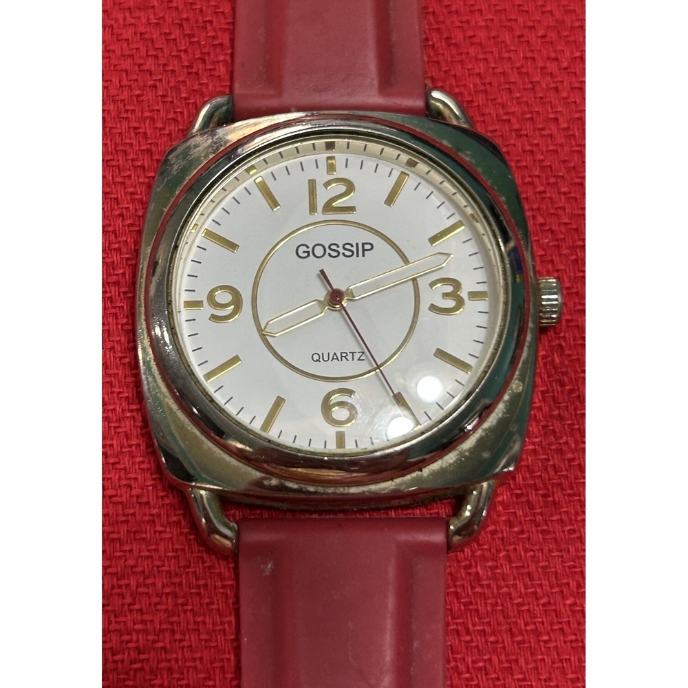 GOSSIP Women's Watch‎ Red Band Gold Case White Dial Analog GSP888C